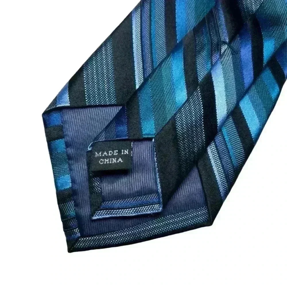 JOE Joseph Abboud Blue Black Striped Mens Neck Tie 100% Silk 60” Length Formal